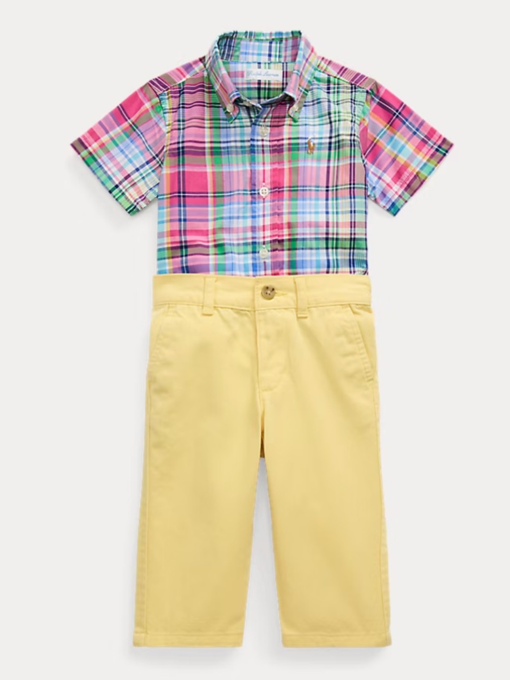 NWT Ralph Lauren Baby Boys Plaid Cotton Shirt & Chino Pant Classic Preppy Summer